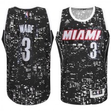 Miami Heat #3 Dwyane Wade City Lights Swingman Jersey Black