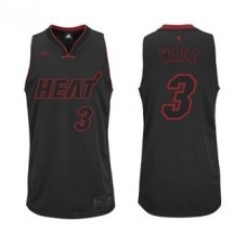 Miami Heat #3 Dwyane Wade Revolution 30 Swingman Black and Red Jersey