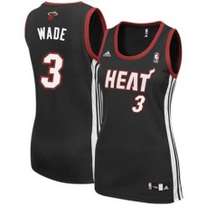 Miami Heat #3 Dwyane Wade Women's Replica Black Jersey