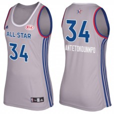 Women Milwaukee Bucks# 34 Giannis Antetokounmpo 2017 New Orleans All Star Gray Jersey