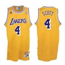 Los Angeles Lakers #4 Byron Scott Throwback Yellow Jersey