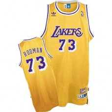 Mitchell and Ness Los Angeles Lakers #73 Dennis Rodman Throwback Gold Jersey