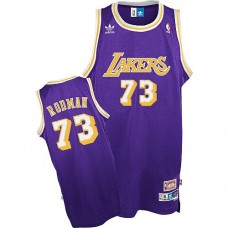 Los Angeles Lakers #73 Dennis Rodman Authentic Throwback Purple Jersey