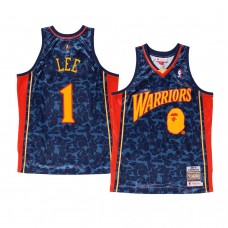 Men's Golden State Warriors #1 Damion Lee Navy Bape Camo Jersey