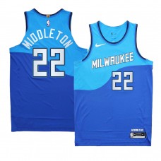 Milwaukee Bucks Khris Middleton Blue Authentic City Edition Jersey New Uniform