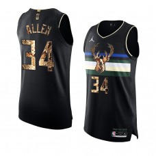 Milwaukee Bucks Ray Allen Authentic Python Skin 2021 Exclusive Edition Jersey Black