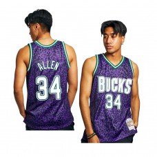 Milwaukee Bucks Ray Allen Wild Life Hardwood Classics Jersey Purple