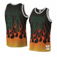 Milwaukee Bucks Ray Allen Flames Jersey Black