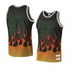 Milwaukee Bucks Ray Allen Flames Swingman Mitchell & Ness Jersey Black