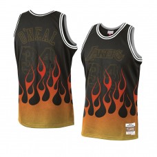 Los Angeles Lakers Shaquille O'Neal Flames Swingman Mitchell & Ness Jersey Black