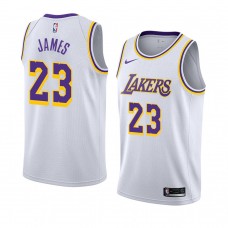 White 2018-19 Men's Lakers #23 LeBron James Nike Swingman Association Edition Jersey