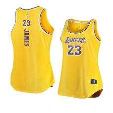 Women's Los Angeles Lakers #23 LeBron James Tank Fast Break Gold Jersey