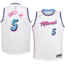 2017-18 Youth Miami Heat Nike Swingman #5 Derrick Jones Jr. Jersey-City Edition- white