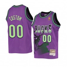 Youth Milwaukee Bucks Custom Reload Hardwood Classics Purple Jersey