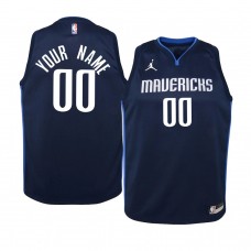 Youth Dallas Mavericks #00 Custom 2020-21 Statement Navy Jersey