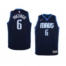 Youth Dallas Mavericks Kristaps Porzingis 2021 Earned Edition Swingman Navy Jersey