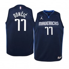 Youth Dallas Mavericks #77 Luka Doncic 2020-21 Statement Navy Jersey