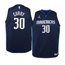 Youth Dallas Mavericks #30 Seth Curry 2020-21 Statement Navy Jersey