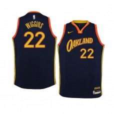 Youth Golden State Warriors #22 Andrew Wiggins 2020-21 City Navy Jersey