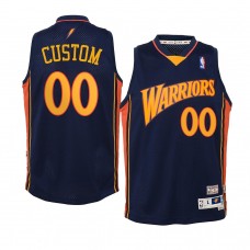 youth Golden State Warriors #00 Custom Hardwood Classics Retro Navy Jersey