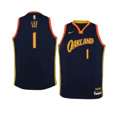 Youth Golden State Warriors #1 Damion Lee 2020-21 City Navy Jersey