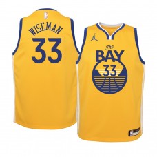 Youth Golden State Warriors #33 James Wiseman 2020-21 Statement 2020 NBA Draft Gold Jersey