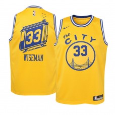 Youth Golden State Warriors #33 James Wiseman 2020-21 Hardwood Classics 2020 NBA Draft Yellow