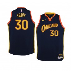 Youth Golden State Warriors #30 Stephen Curry 2020-21 City Navy Jersey