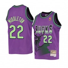 Youth Milwaukee Bucks Khris Middleton Reload Hardwood Classics Purple Jersey