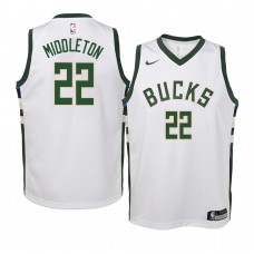 Milwaukee Bucks #22 2017-18 Khris Middleton White Jersey Association Edition- Youth