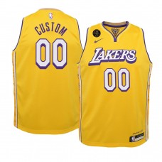 Youth Los Angeles Lakers #00 Custom City Remember Kobe Bryant Jersey Yellow