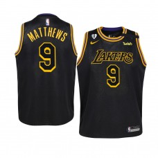 Youth Los Angeles Lakers #9 Wesley Matthews 2020-21 City Honor Kobe and Gianna Black Jersey