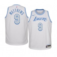 Youth Los Angeles Lakers #9 Wesley Matthews 2020-21 City White Jersey