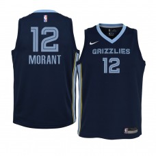 Youth Memphis Grizzlies #12 Ja Morant 2020-21 Icon Jumpman Navy Jersey