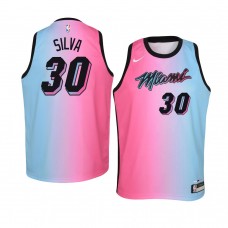 Youth Miami Heat Chris Silva 2020-21 City Swingman Pink Blue Jersey