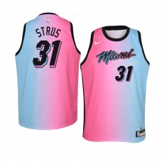 Youth Miami Heat Max Strus 2020-21 City Swingman Pink Blue Jersey