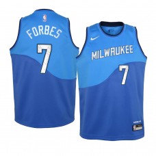 Youth Milwaukee Bucks #7 Bryn Forbes 2020-21 City Blue Jersey