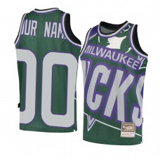 Youth Milwaukee Bucks Custom Big Face 2.0 Hardwood Classics Jersey Green