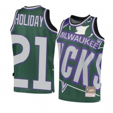 Youth Milwaukee Bucks Jrue Holiday Big Face 2.0 Hardwood Classics Jersey Green