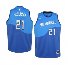 Youth Milwaukee Bucks #21 Jrue Holiday 2020-21 City Royal Jersey