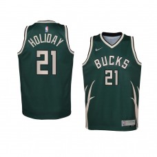 Youth Milwaukee Bucks Jrue Holiday 2021 Earned Edition Swingman Green Jersey