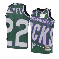 Youth Milwaukee Bucks Khris Middleton Big Face 2.0 Hardwood Classics Jersey Green