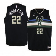 Youth Milwaukee Bucks #22 Khris Middleton 2020-21 Statement Jumpman Black Jersey