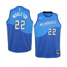 Youth Milwaukee Bucks #22 Khris Middleton 2020-21 City Royal Jersey