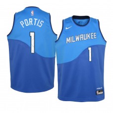 Youth Milwaukee Bucks #1 Sam Merrill 2020-21 City Blue Jersey